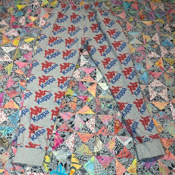 KAPPA Womens Authentic Logo Sweatpants Size Medium Gray Red Blue All Over Print - Picture 3 of 8